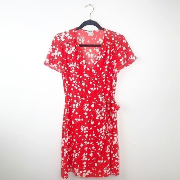 J. Crew red floral printed wrap dress - Picture 2 of 7